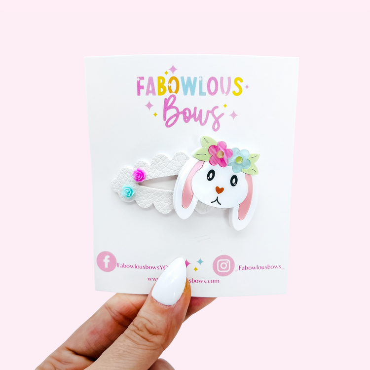 Floral Acrylic Bunny // Deluxe Clip