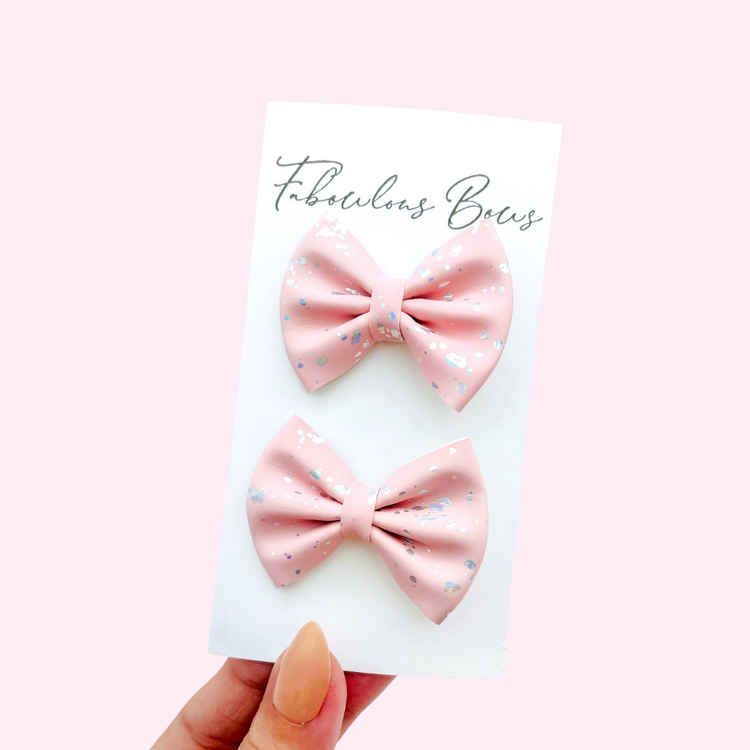 Mini Pinch Pigtails // Foil Speckled Pink