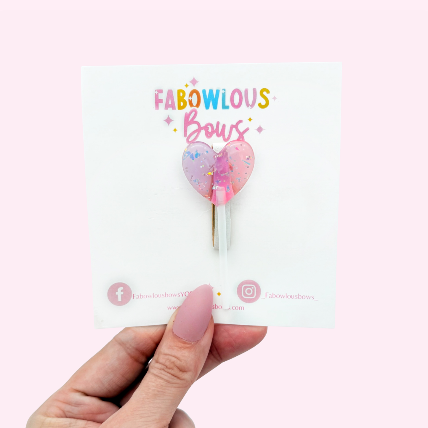 Heart Lollipop Hairclip - Glitter Purple/Pink