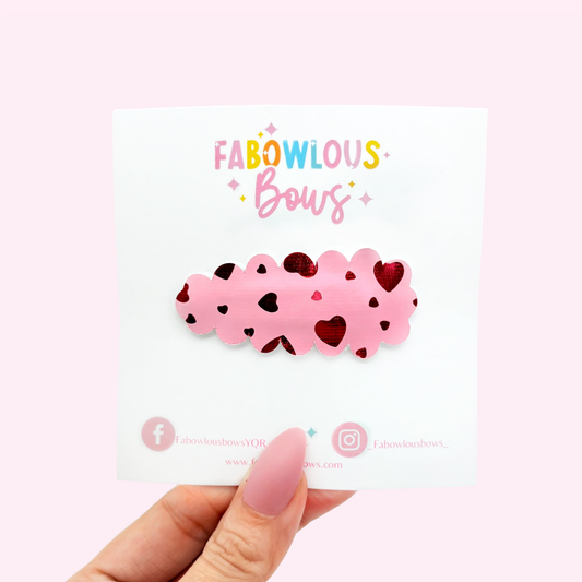 Pink & Red Foil Hearts - Snap Clip - 3 for $10