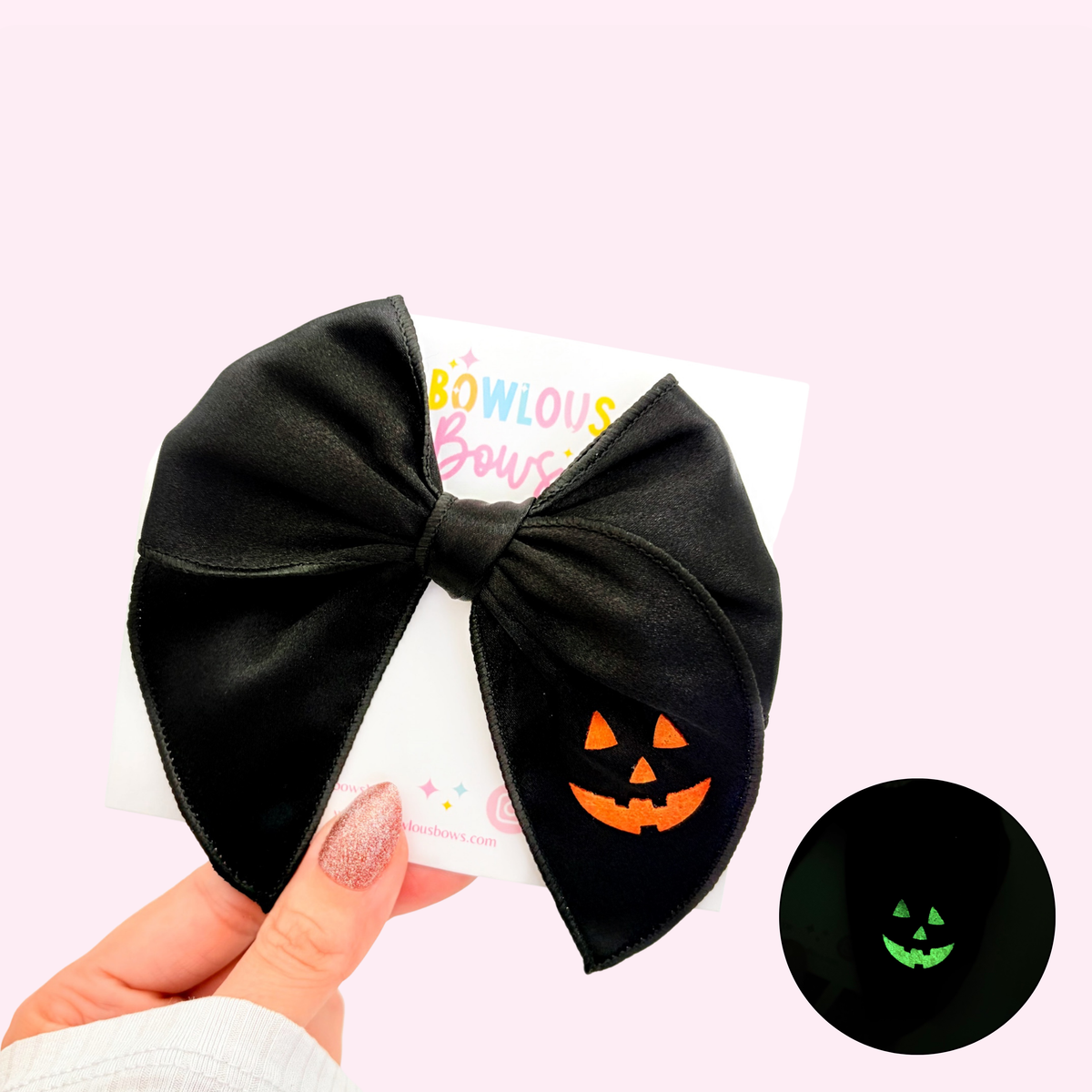 Jack O’ Lantern • Glow In The Dark • Fabric Fable Bow