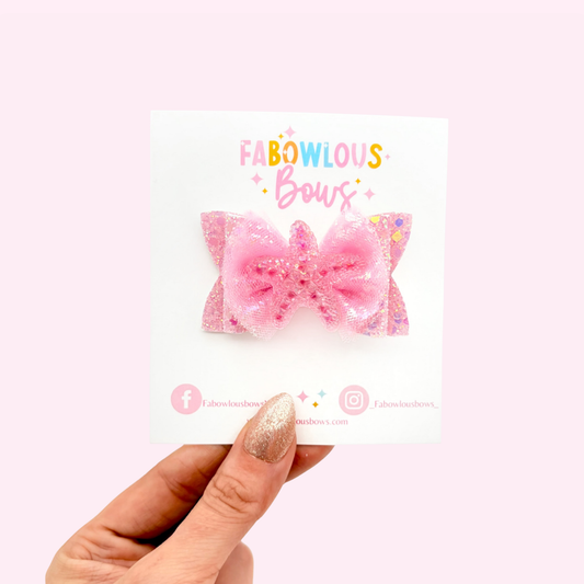 Seashell Sweetness • Elegant Tulle Bow Pink