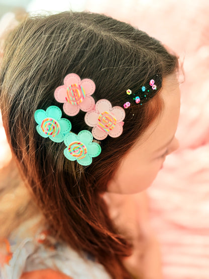 Dizzy Floral • Blue Bar Clip