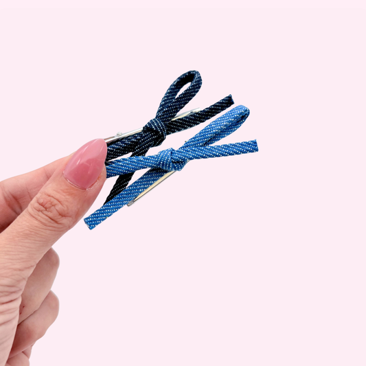 Mini Denim Tied Bows // Light or Dark Denim