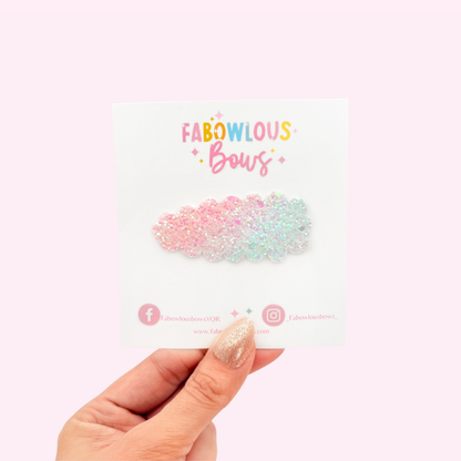 Cotton Candy Ombre Glitter • Snap Clip • 3 for $10