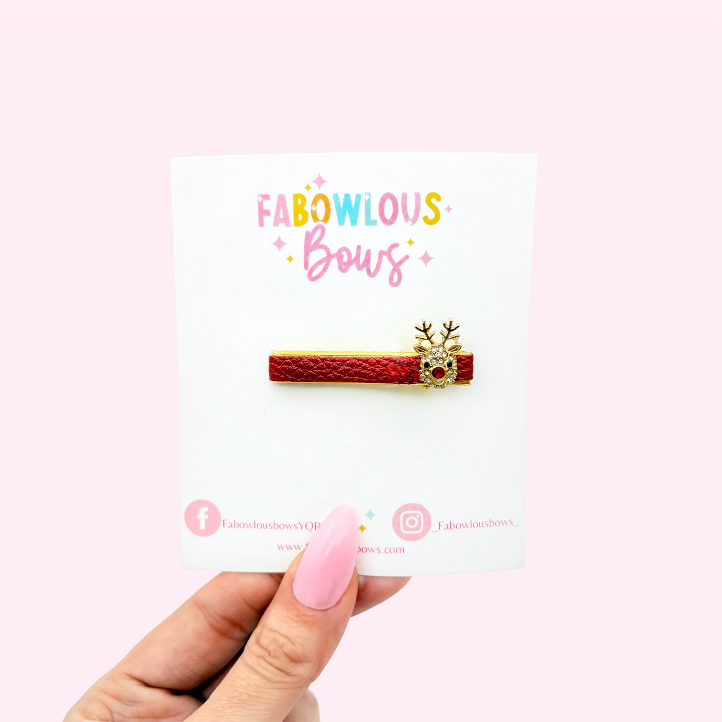 Red Rudolf Rhinestone // Bar Clip