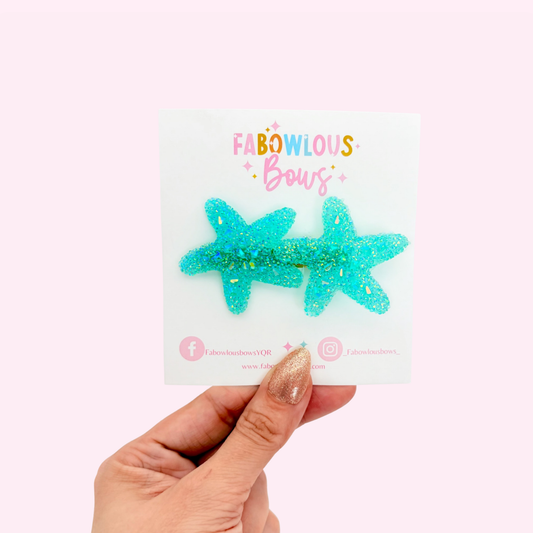 Crystal Starfish • Blue Bar Clip