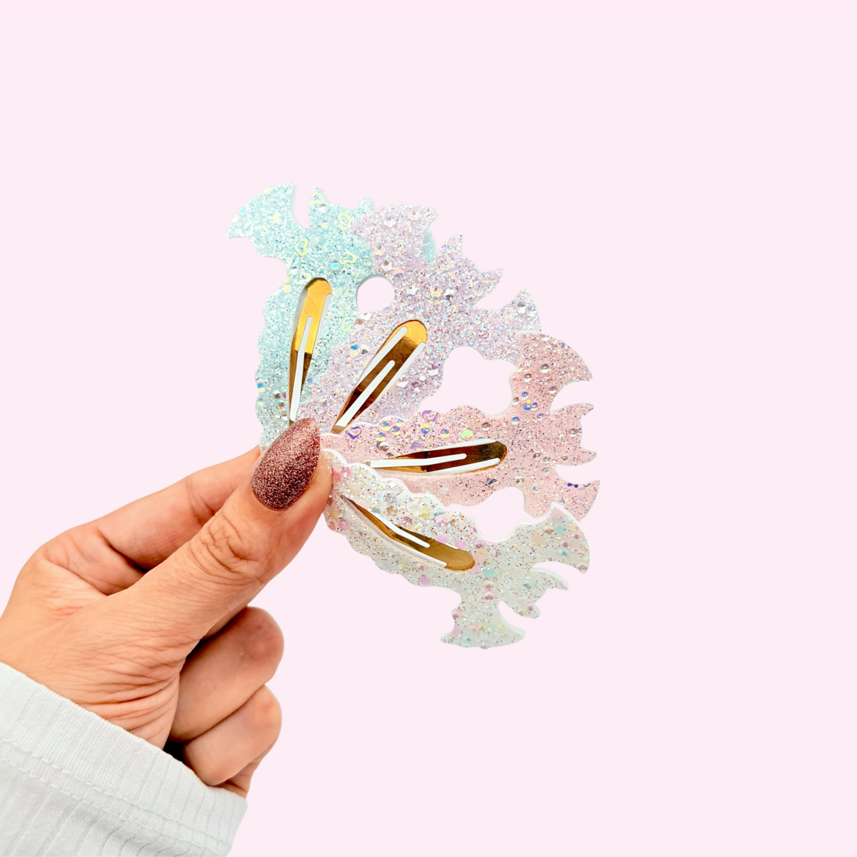Glitter Snap Bats • You Choose Colour Snap Clip • 3 for $10