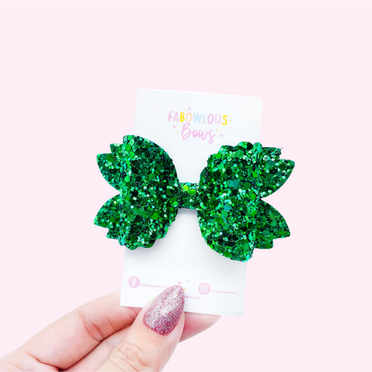 Green Glitter Bow