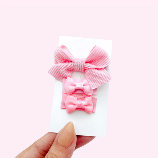 Dainty Bow Set // Light Pink