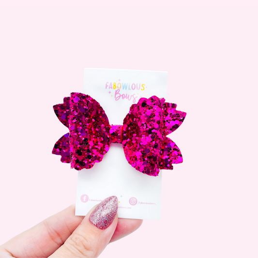 Dark Pink Glitter Bow