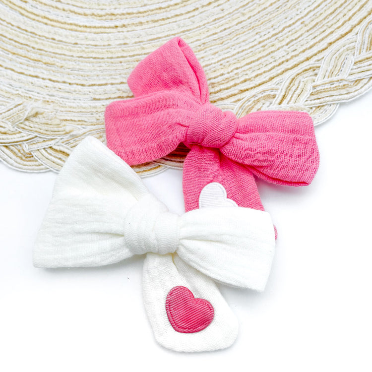 Pink or  White Muslin // Fabric Bow