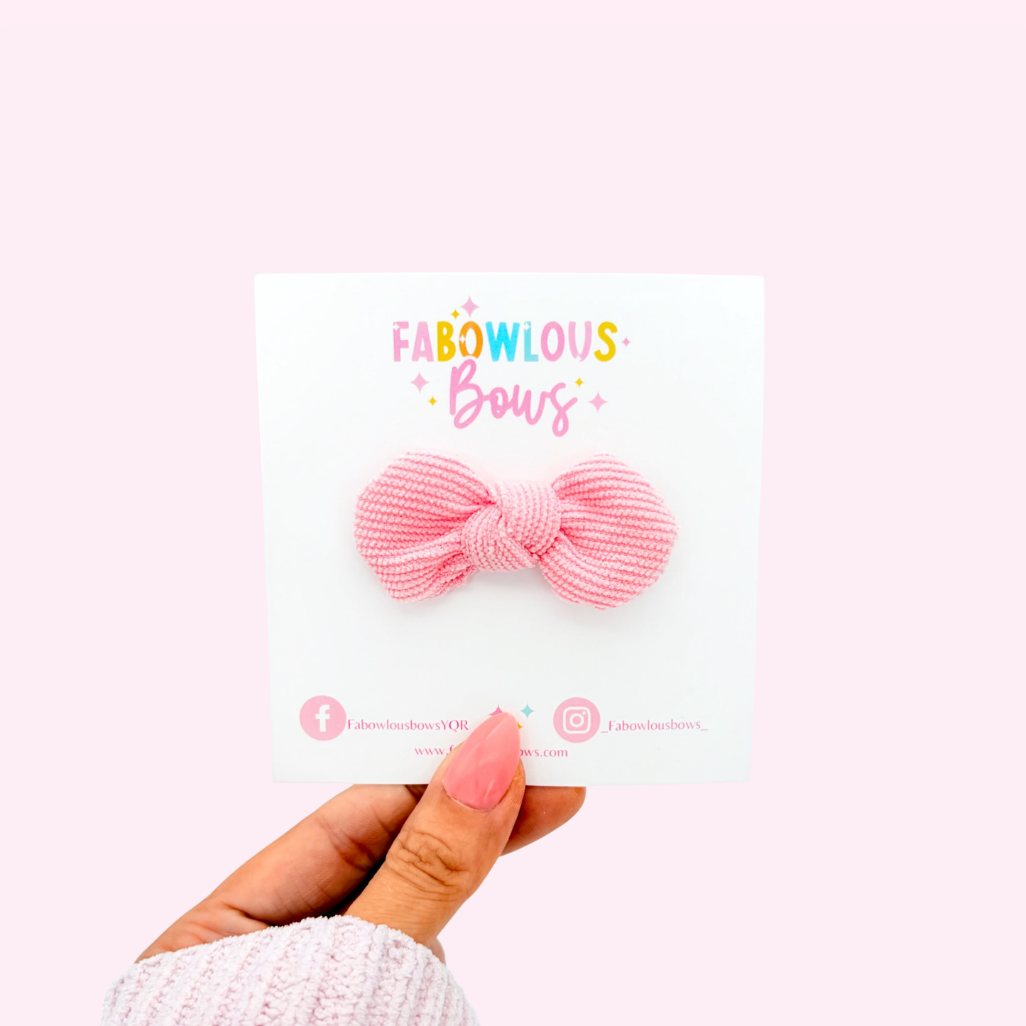 Pink • Mini Tied Corduroy Bow