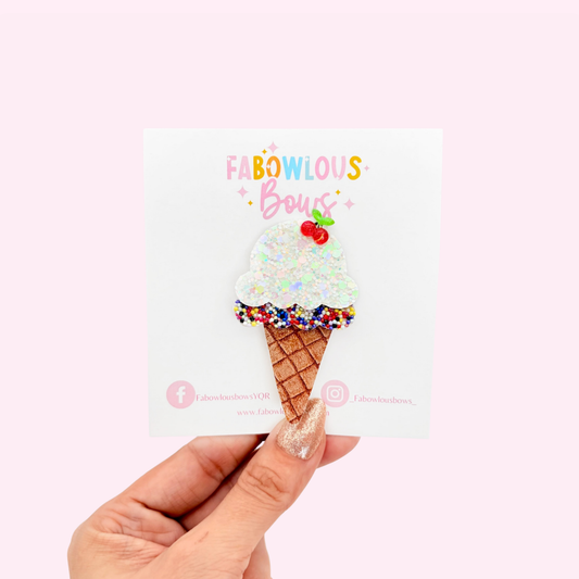 Ice Cream Scoop Sprinkles • Cherry Bow Clip