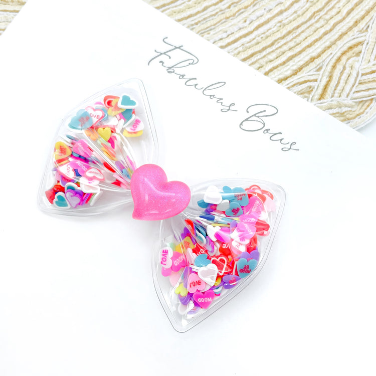 Rainbow Candy Hearts // Confetti Bow