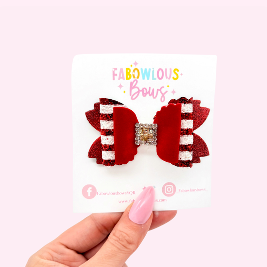 Red Elf Stripes // Bella Bow