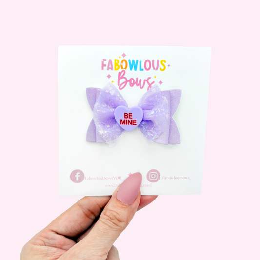 Candy Hearts Cutie - Elegant Tulle Bow Purple