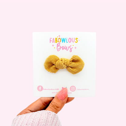 Yellow • Mini Tied Corduroy Bow