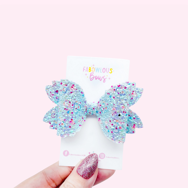 Blue Sparkle Glitter Bow