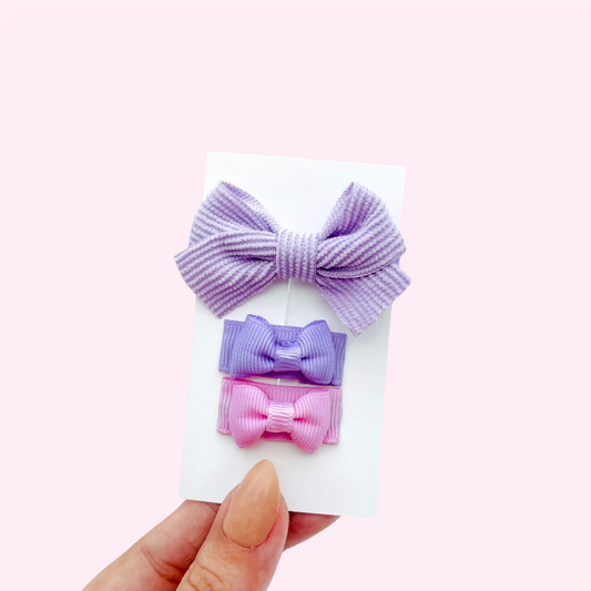 Dainty Bow Set // Purple