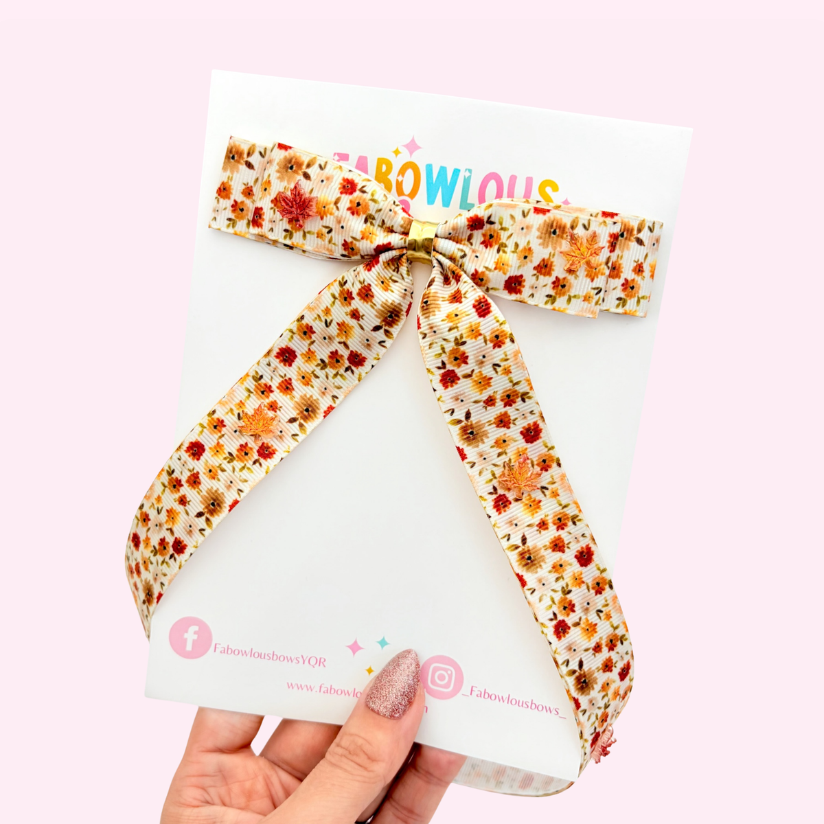 Falling Autumn Leaves • Ribbon Bow