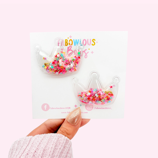 Rainbow Princess Crown Confetti • Pigtail Set