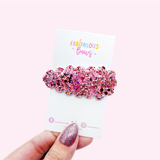 Pretty Pink Glitter // Snap Clip - 3 for $10