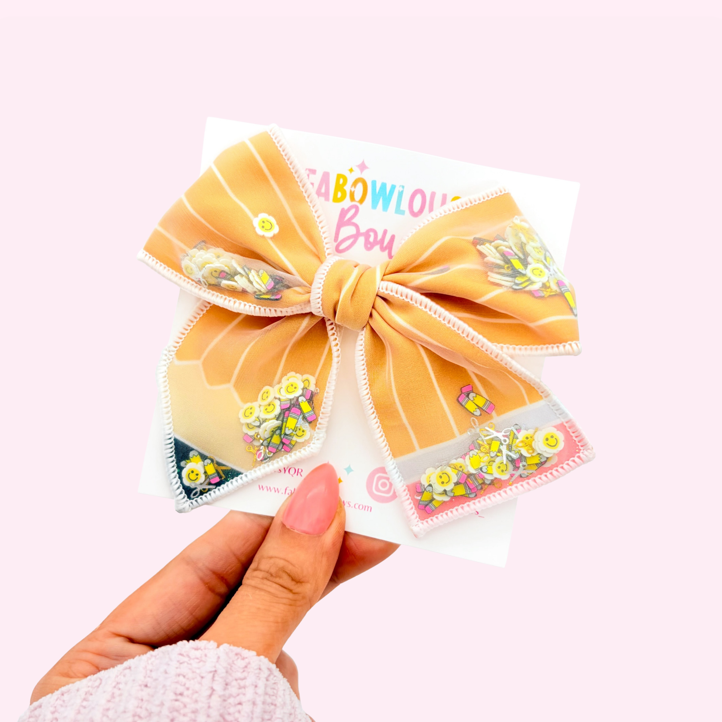 Sunshine & Pencils Yellow • Fabric Confetti Bow