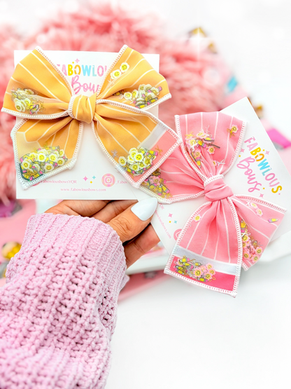Sunshine & Pencils Pink • Fabric Confetti Bow