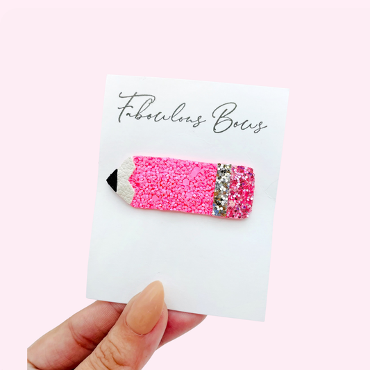 Pencil Glitter Clips // Pink