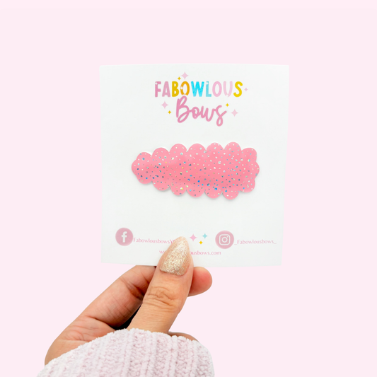 Pink Speckled Shimmer
• Snap Clip • 3 for $10