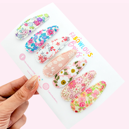 Floral Fabric Snap Clips