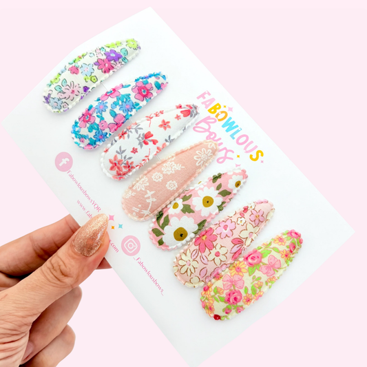 Floral Fabric Snap Clips