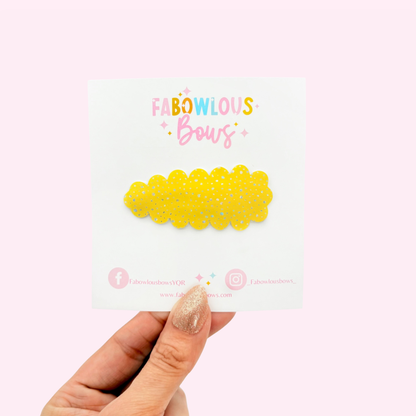 Yellow Speckled Shimmer • Snap Clip • 3 for $10