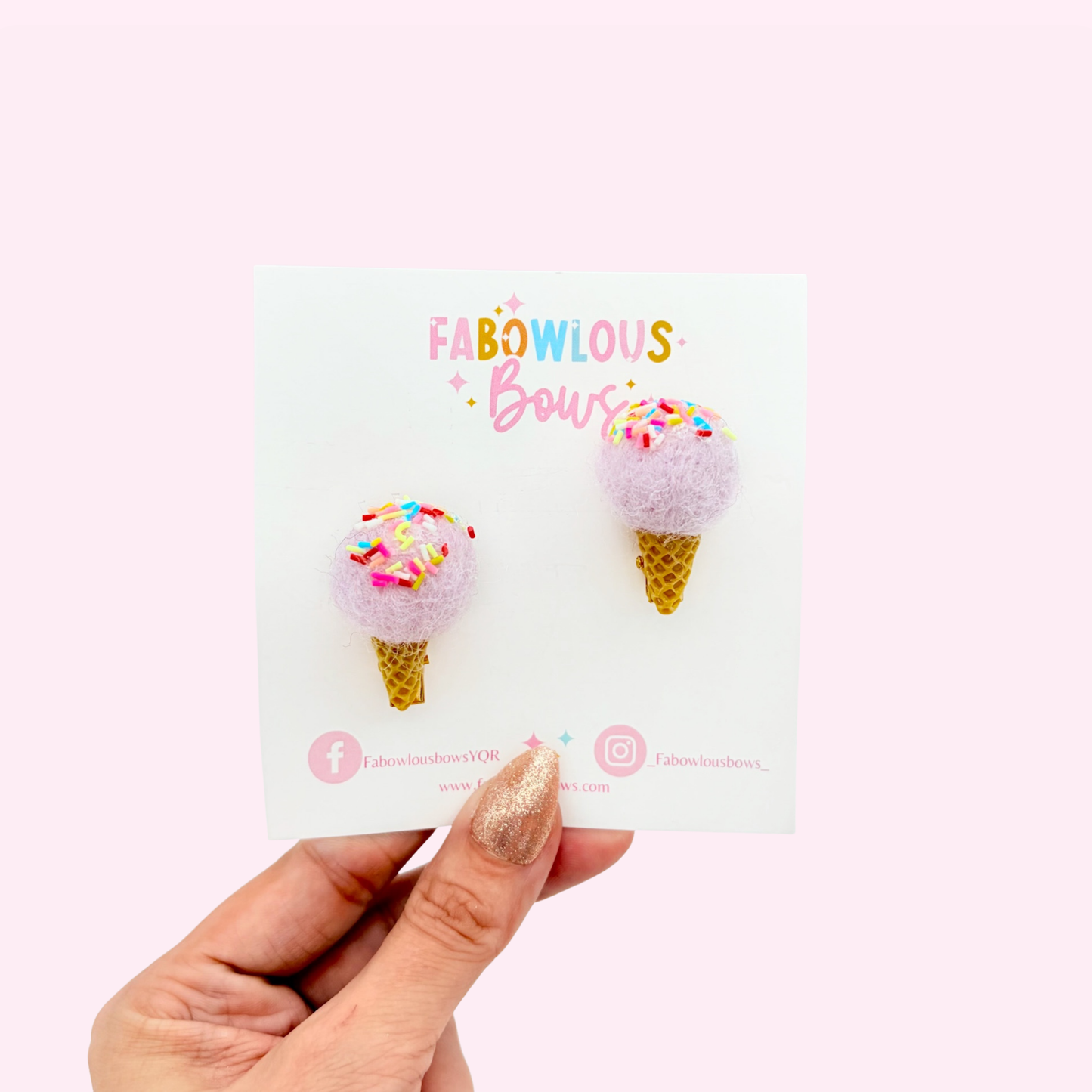 Sprinkle Ice Cream Pop • Lavender • Pigtail Set