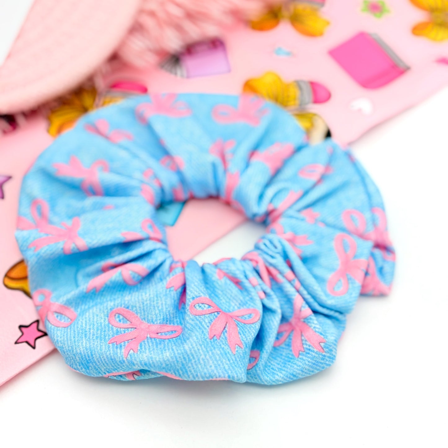 Light Denim Bows • Scrunchie • 3 for $25