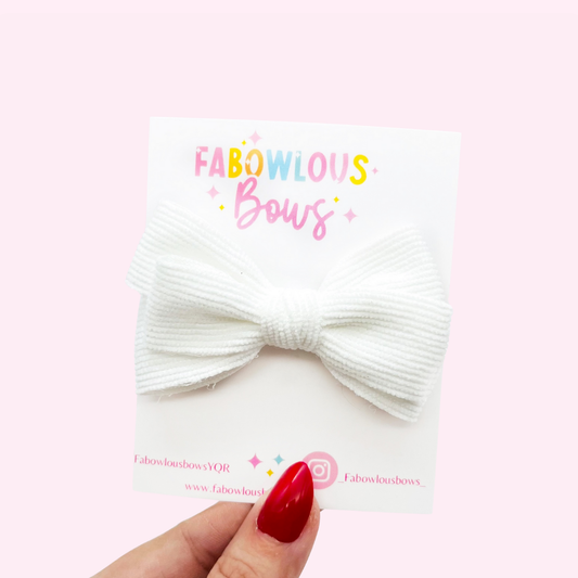 White // Corduroy Bow