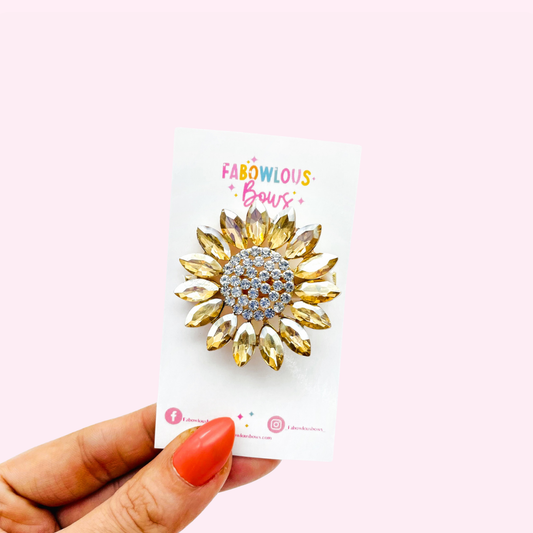 Sunflower Rhinestone // Yellow Bar Clip