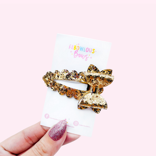 Gold Mix Bow // Deluxe Clip