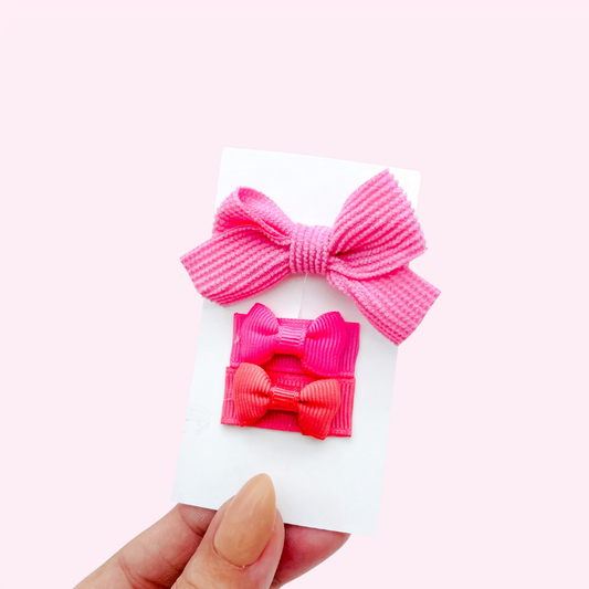 Dainty Bow Set // Pink