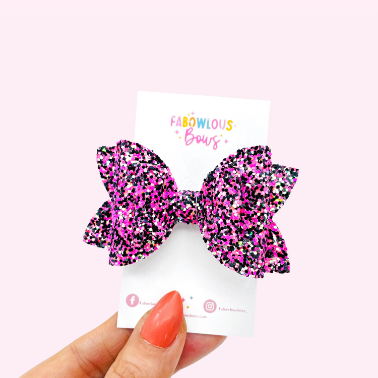 Black & Pink Glitter Bow