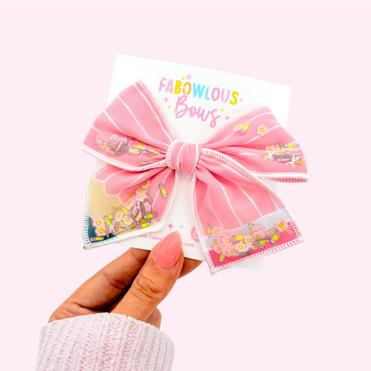 Sunshine & Pencils Pink • Fabric Confetti Bow