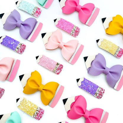 Pencil Glitter Clips // Blue