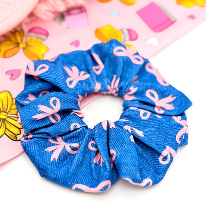 Dark Denim Bows • Scrunchie • 3 for $25