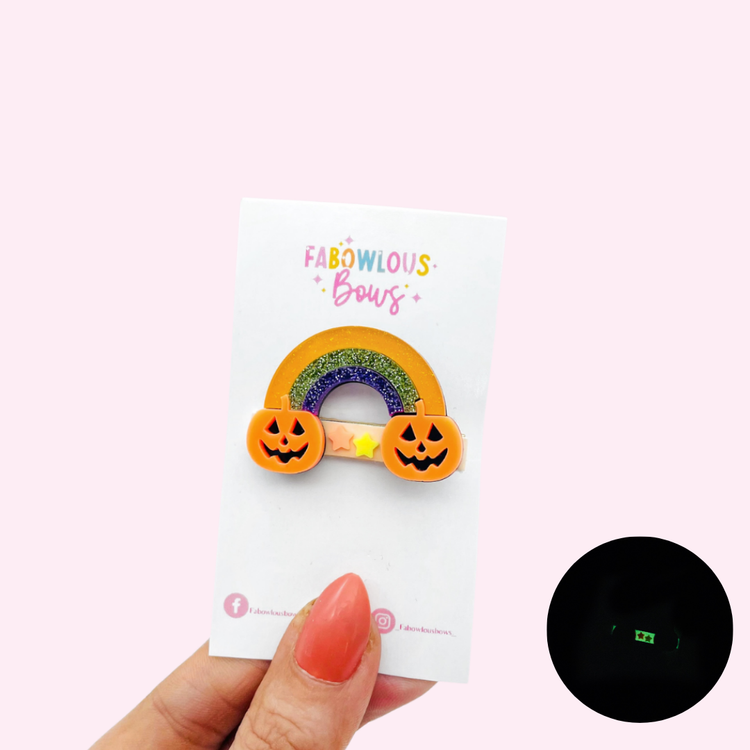 Glow Rainbow Pumpkin // Deluxe Acrylic Bar Clip