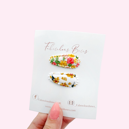 Micro Floral Snap Clips (2 pack)