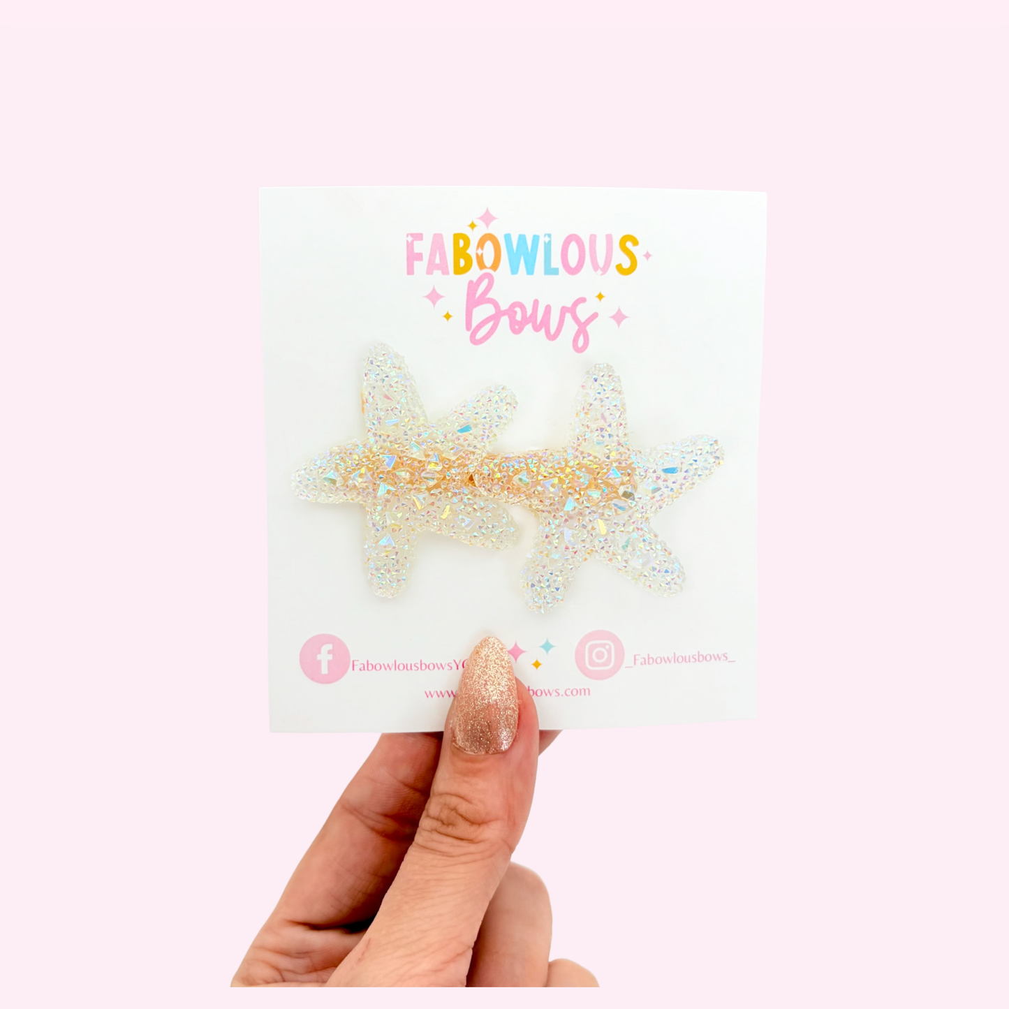 Crystal Starfish • White Bar Clip