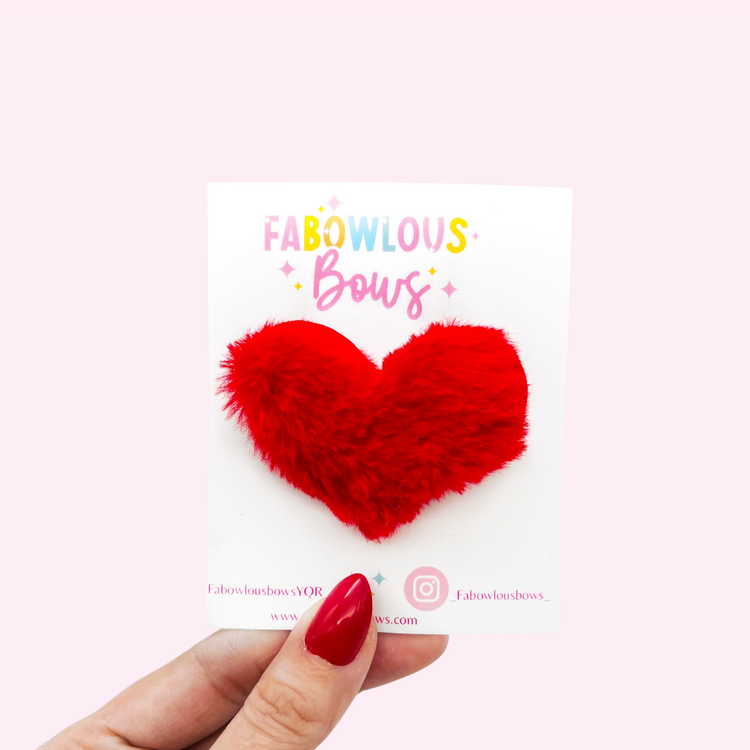 Fuzzy Red Hearts // Bar Clip