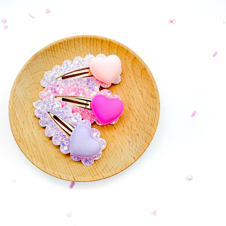 Bright Pink Macaron Heart // Deluxe Clip