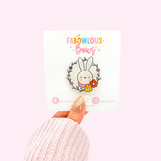 Bunny & Blooms • Acrylic Clip • (3 for 10)
